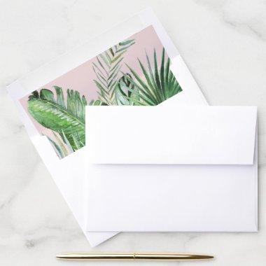 Wild Tropical Palm | Blush Wedding Invitations Envelope Liner