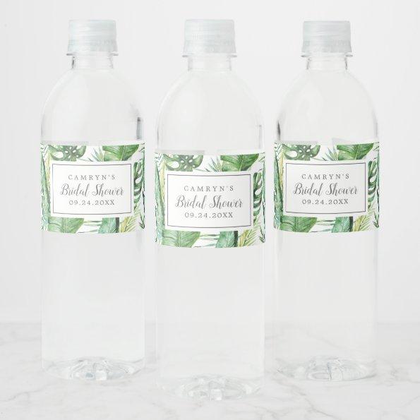 Wild Tropical Palm Bridal Shower Water Bottle Label