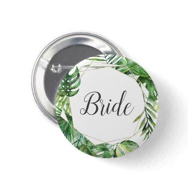 Wild Tropical Palm Bride Bridal Shower Button