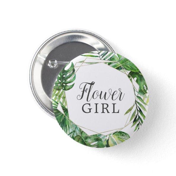 Wild Tropical Palm Flower Girl Bridal Shower Button