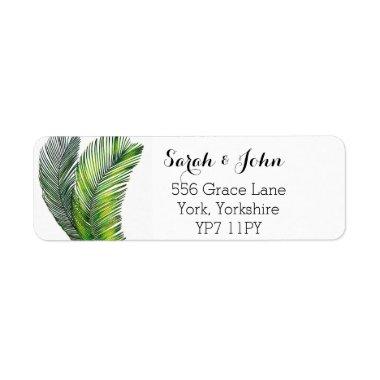 Wild Tropical Palm Leaves Greenery Label