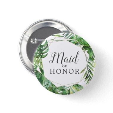 Wild Tropical Palm Maid of Honor Bridal Shower Button