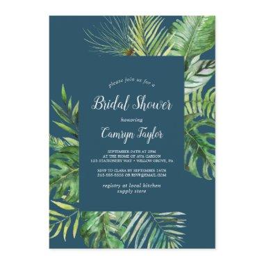 Wild Tropical Palm | Navy Blue Bridal Shower Invitations