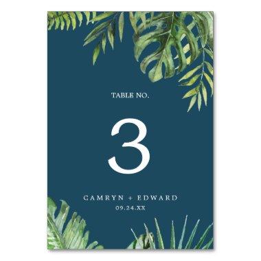 Wild Tropical Palm | Navy Blue Table Number
