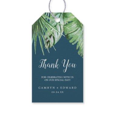 Wild Tropical Palm | Navy Blue Thank You Favor Gift Tags