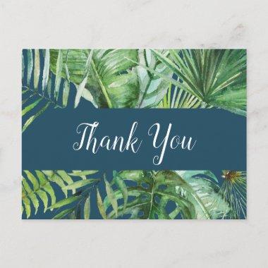 Wild Tropical Palm | Navy Blue Thank You PostInvitations