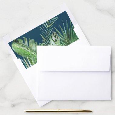 Wild Tropical Palm | Navy Blue Wedding Invitations Envelope Liner