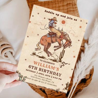 Wild West Rodeo Cowboy Birthday Party Invitations
