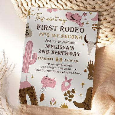 Wild West Rodeo Cowgirl Ranch 2nd Birthday Party Invitations