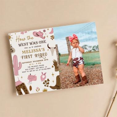Wild West Rodeo Cowgirl Ranch Birthday Photo Invitations