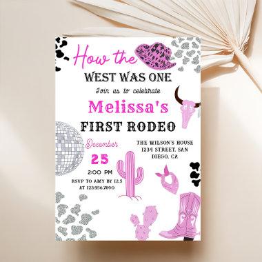 Wild West Rodeo Disco Pink Cowgirl Birthday Party Invitations