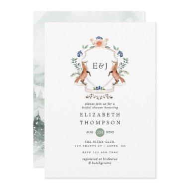 Wild Woodland Laurel Crest Monogram Bridal Shower Invitations