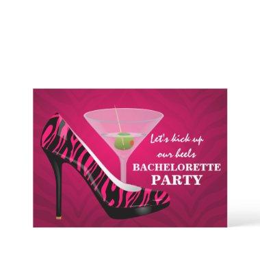 Wild Zebra High Heel Shoes Bachelorette Party Invitations