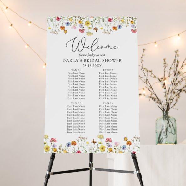 Wildflower 4 Table Bridal Shower Seating Chart Foam Board