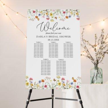 Wildflower 5 Table Bridal Shower Seating Chart Foam Board