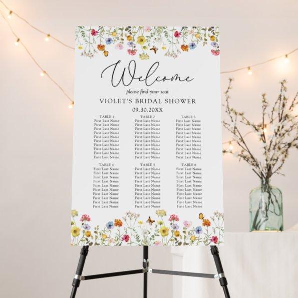 Wildflower 6 Table Bridal Shower Seating Chart Foam Board
