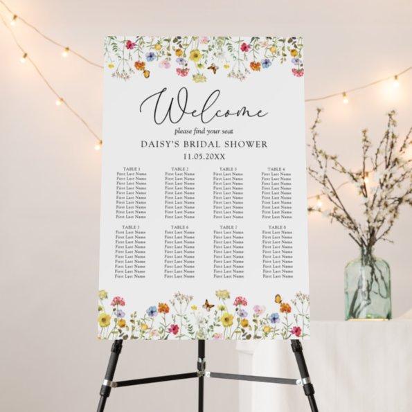 Wildflower 8 Table Bridal Shower Seating Chart Foam Board