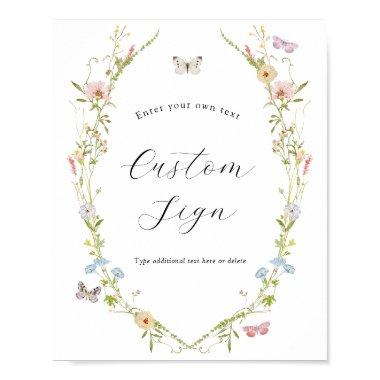 Wildflower and Butterflies Custom Text Sign