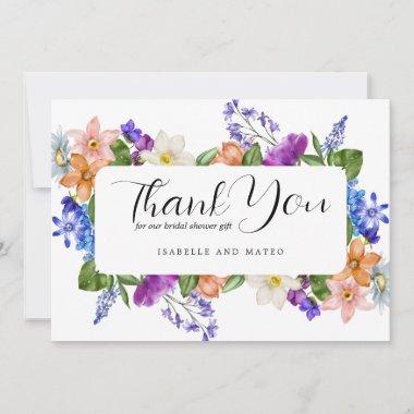 Wildflower and Photo Bridal Shower Flat Thank You Invitations