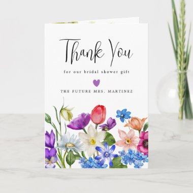 Wildflower and Photo Bridal Shower Thank You Invitations