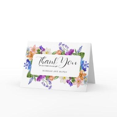 Wildflower and Photo Bridal Shower Thank You Invitations