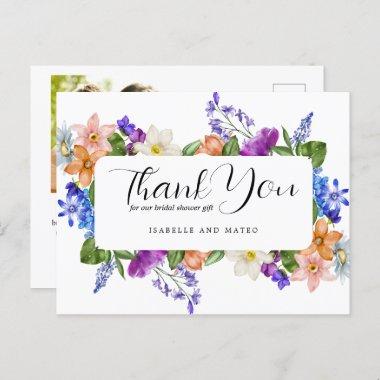 Wildflower and Photo Bridal Shower Thank You PostInvitations
