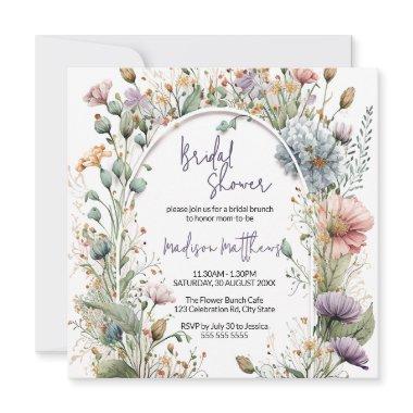 Wildflower Baby in Bloom Watercolor Bridal Shower Invitations