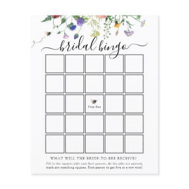 Wildflower Bee Bridal Bingo Game Invitations