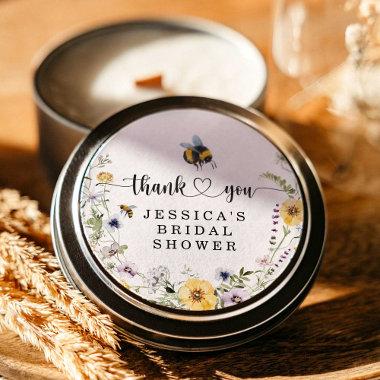 Wildflower Bee Bridal Shower Round Sticker