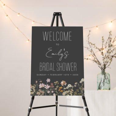 Wildflower Black Bridal Shower Welcome Sign