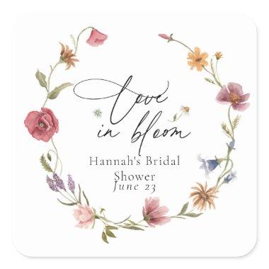 Wildflower Bloom Bridal Shower Square Sticker