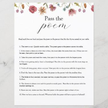 Wildflower Bloom Pass the Poem Bridal Shower game