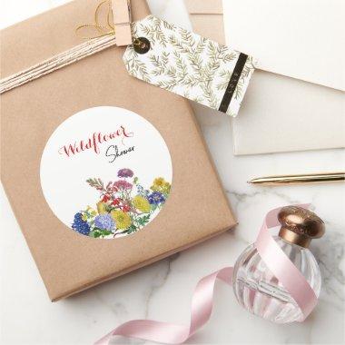 Wildflower Bloom Watercolor Floral Bridal Shower Classic Round Sticker