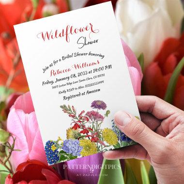 Wildflower Bloom Watercolor Floral Bridal Shower Invitations