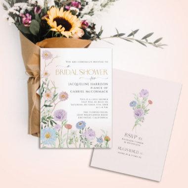 Wildflower Blush Floral Watercolor Elegant Bridal Invitations