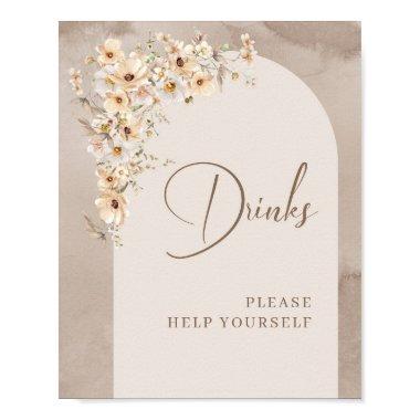 Wildflower boho arch minimalist modern Drinks Sign