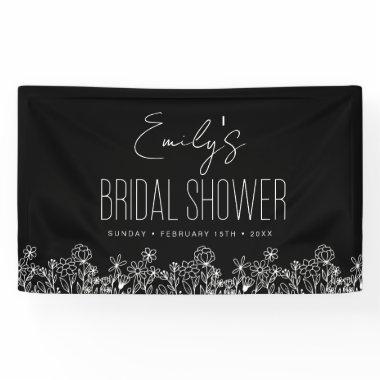 Wildflower Boho Bridal Shower Black Banner