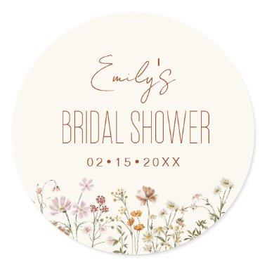 Wildflower Boho Bridal Shower In Bloom Garden Classic Round Sticker