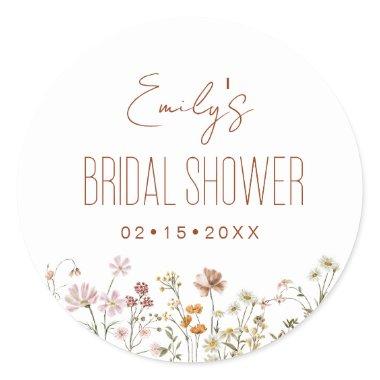 Wildflower Boho Bridal Shower In Bloom Garden Classic Round Sticker