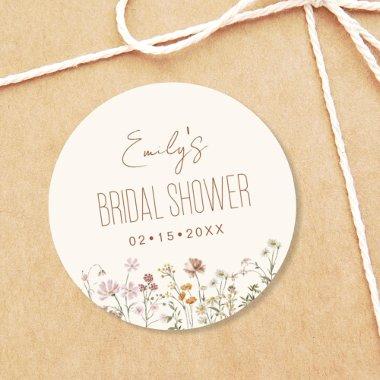Wildflower Boho Bridal Shower In Bloom Garden Classic Round Sticker