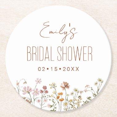 Wildflower Boho  In Bloom Garden Round Paper Coaster