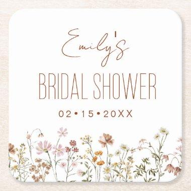Wildflower Boho  In Bloom Garden Square Paper Coaster