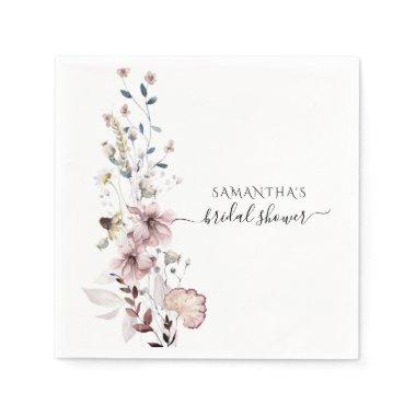 Wildflower boho minimalist Bridal Shower Napkins