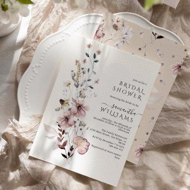 Wildflower boho minimalist modern Bridal Shower Invitations