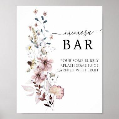 Wildflower boho modern Bridal Shower Mimosa Bar Poster