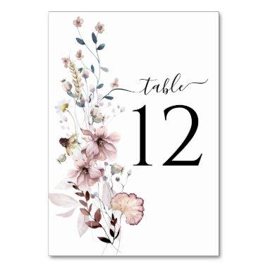 Wildflower boho modern Bridal Shower Table Number