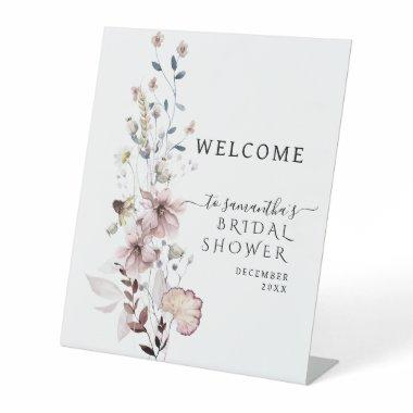Wildflower boho modern Bridal Shower Welcome Pedestal Sign