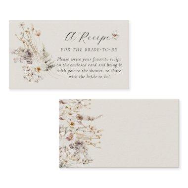 Wildflower Boho Rustic Bridal Shower Recipe Enclosure Invitations