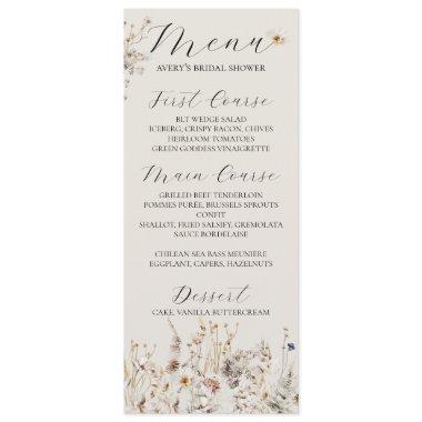 Wildflower Boho Rustic Elegant  Menu