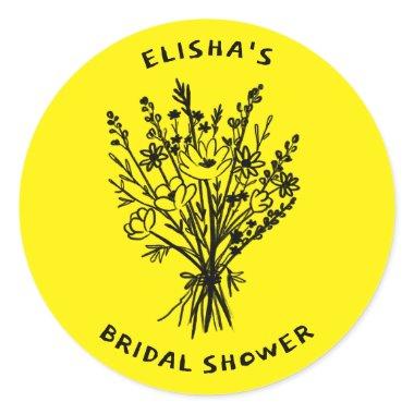 Wildflower Bouquet Rustic Whimsical  Classic Round Sticker